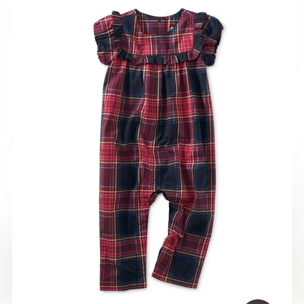 Tea Collection Woven Ruffle Baby Romper- Size 3-6 Months